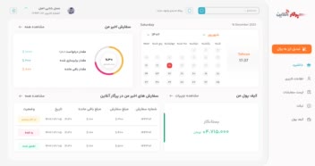 طراحی صفحه داشبرد مجموعه پرداخت ارزی پرگار آنلاین