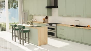 طراحی کابینت نئوکلاسیک رنگ سبز سیج