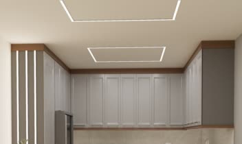 طراحی کابینت سبک نئوکلاسیک با نور پردازی و کناف