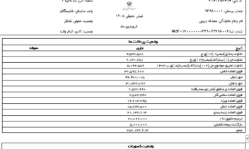 نمونه فیش حقوقی که داخل ورد کار شده