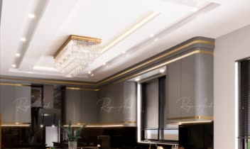 طراحی و رندر آشپزخانه با سبک نئوکلاسیک