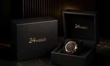 طراحی لوگوی لوکس و هویت بصری برای گالری ساعت «24watch»