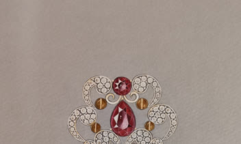طراحی دستی جواهرات با آبرنگ و مداد