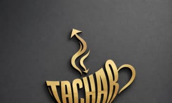 لوگو کافه  با نام تچر + طراحی فنجون