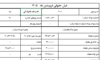 صدور فیش حقوقی برای پرسنل مجموعه وارنیک