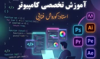 طراحی پستر با سبک سایبرپانکی و اینده برای اموزش کامپیوتر