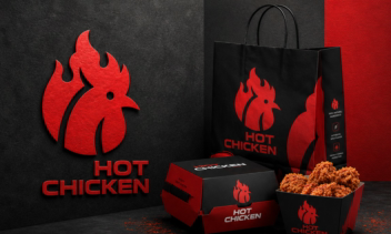 طراحی لوگو فست فود با منو بر پایه مرغ به اسم  HOT CHICKEN