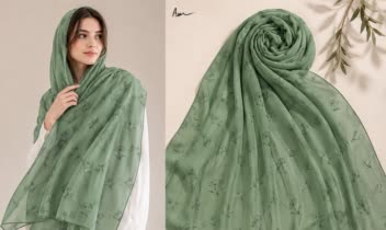 طراحی پارچه ، نمونه شال با موکاپ