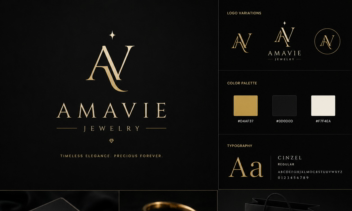 طراحی لوگو لوکس و هویت بصری برند جواهرات AMAVIE | Luxury Branding