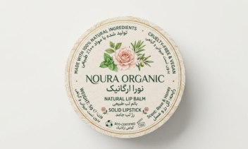 ​طراحی لیبل لوکس و ارگانیک محصولات پوستی (بالم لب و رژ نورا)