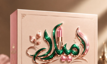 طراحی لوگوی لوکس لوازم آرایشی با ترکیب رنگ زمردی و صورتی