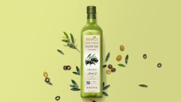 طراحی لیبل بطری روغن زیتون فرابکر – برند Evo