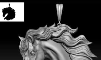 طراحی سه‌بعدی آویز جواهر با طرح اسب