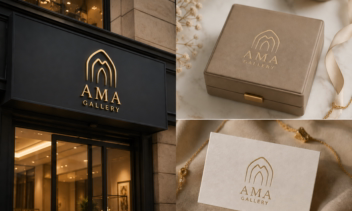 طراحی لوگو مینیمال گالری طلا آما
