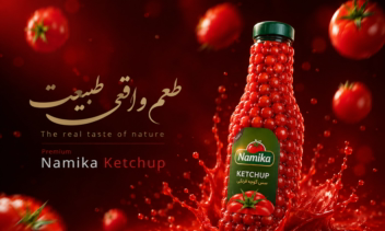 طراحی بنر تبلیغاتی سس کچاپ نامیکا (سبک لوکس و سینمایی)