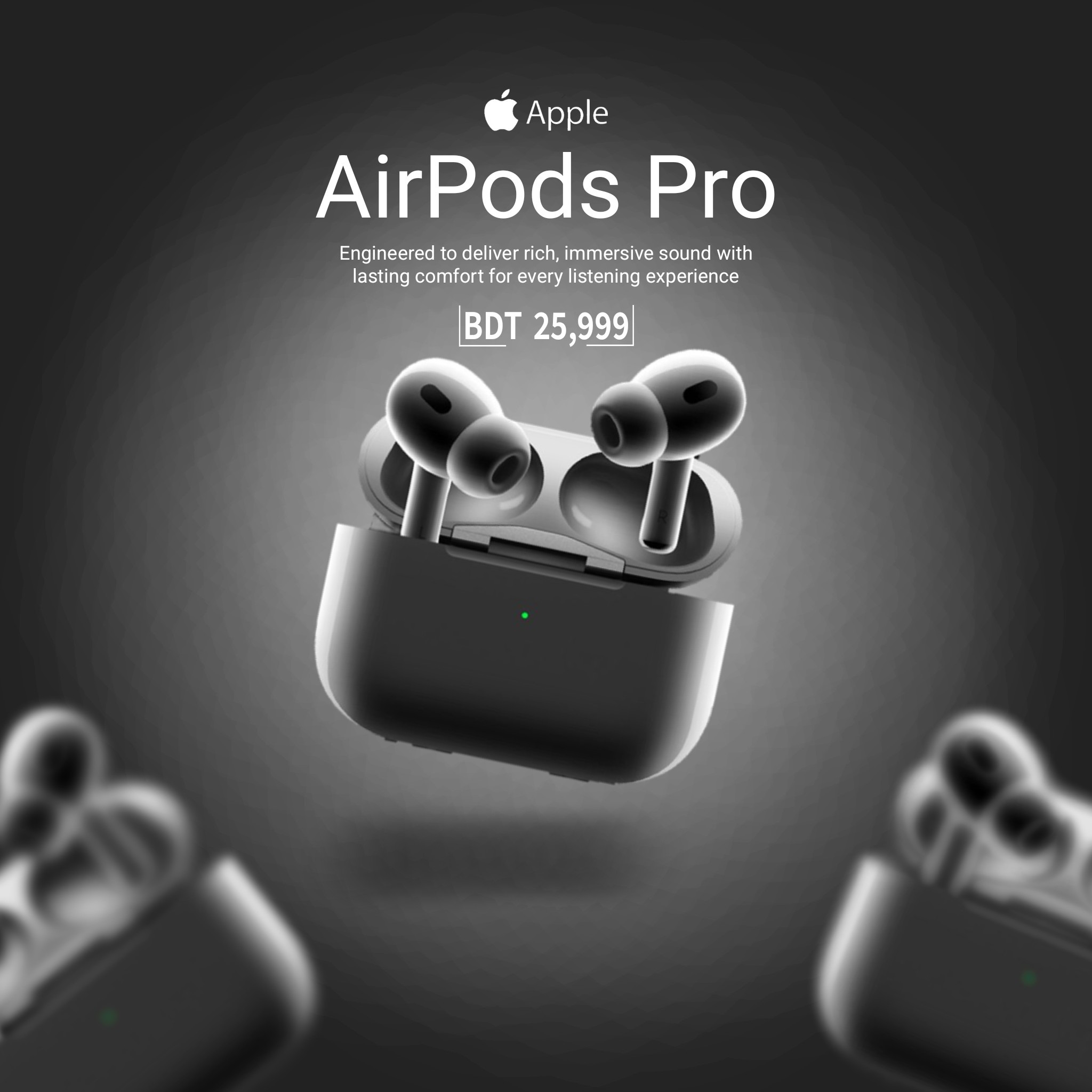 طراحی پوستر تبلیغاتی مینیمال محصول | Apple AirPods Pro