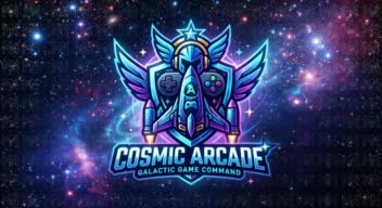طراحی لوگوی گیمینگ فضایی | Galactic Game Store