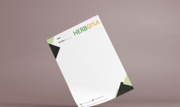 ست اداری برند Herbona شرکتی که نوشیدنی های گیاهی گازدار تولید می کند.