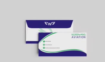 طراحی کارت ویزیت و پاکت نامه به جدا برای آژانس هوایی Nordwing Aviation