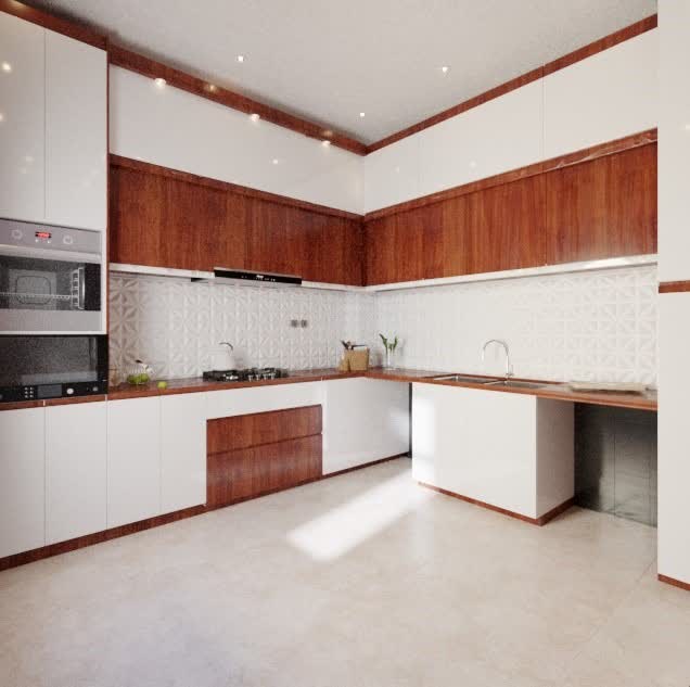 دکوراسیون داخلی ، طراحی سه بعدی و رندر کابینت آشپزخانه