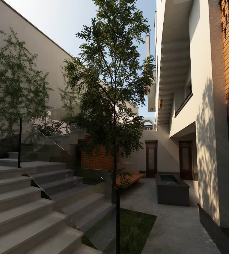 طراحی سه بعدی و رندرینگ از فضای های خارجی یک ساختمان در یاسوج