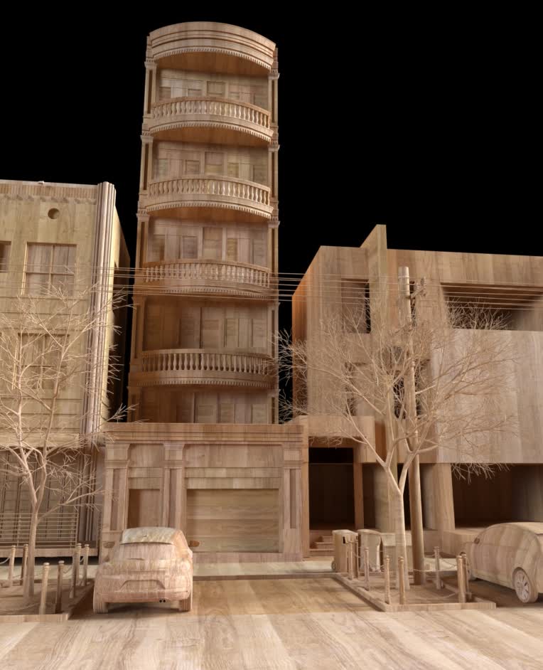 رندر ماکتی از نمای کلاسیک.مدل شده با نرم افزار تریدی مکس وموتوررندر ویری 5