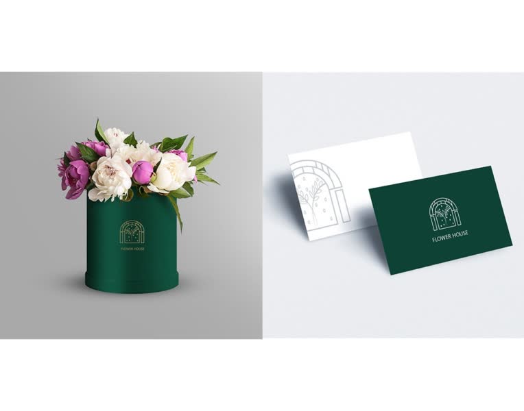طراحی لوگو انتزاعی برای گل فروشی flower house