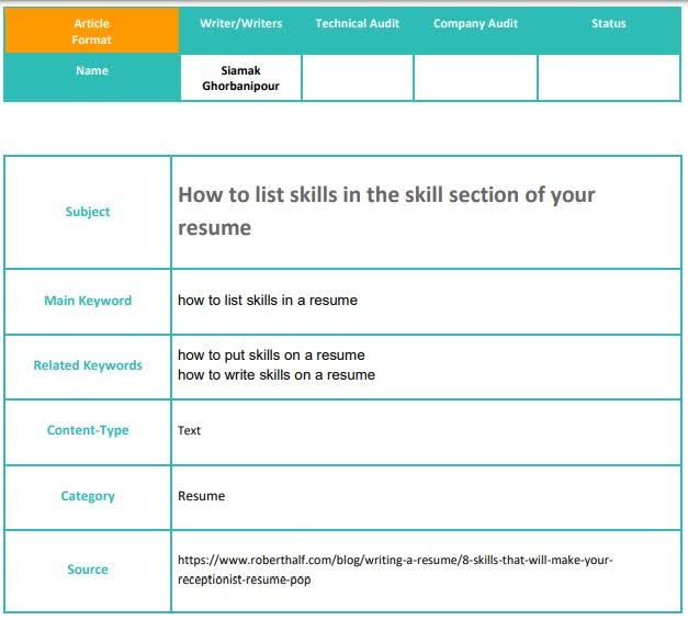 نمونه کار How to list skills in the skill section of your resume