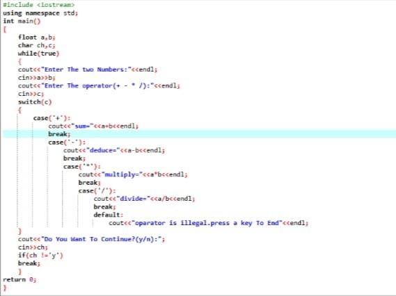 ماشین حساب ساده باc++
