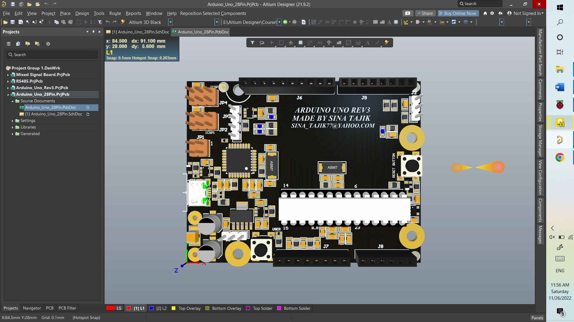 نمونه کار Arduino Uno Project - Learn to design your own board Course Udemy