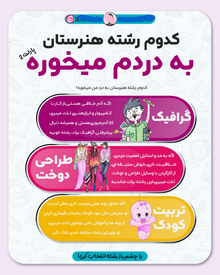 اینفوگرافی معرفی رشته های هنرستان