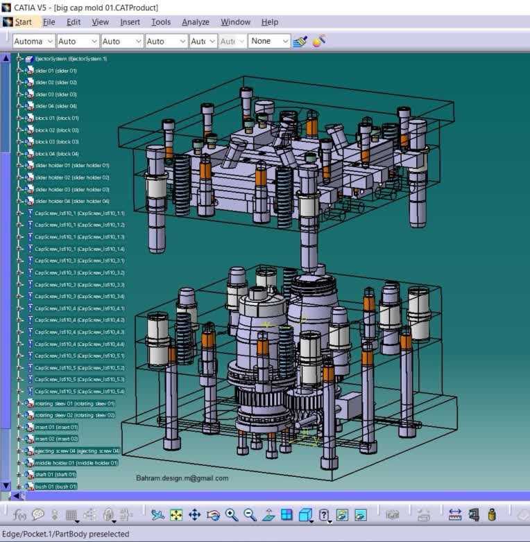 طراحی در محیط های Part ، Generative shape design ، Free form ، ICEM shape design و ... نرم افزار قدرتمند CATIA جهت ایجاد اشکال ساده تا پیچیده