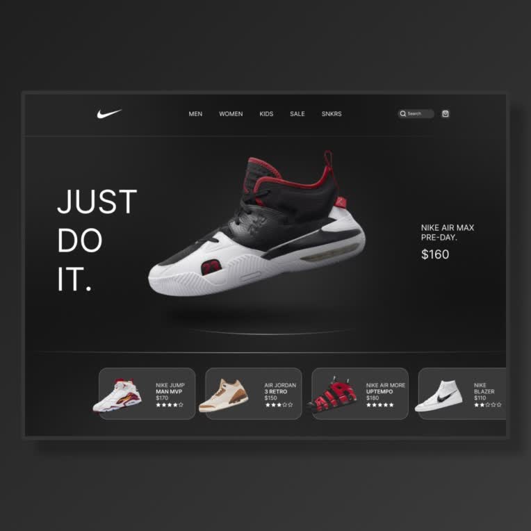 طراحی رابط کاربری Nike Shoes