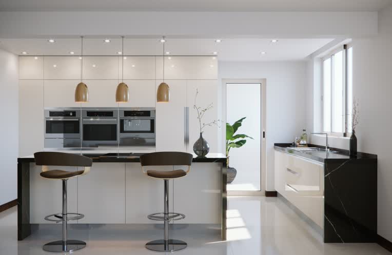طراحی کابینت آشپزخانه مدرن واقع در اقدسیه