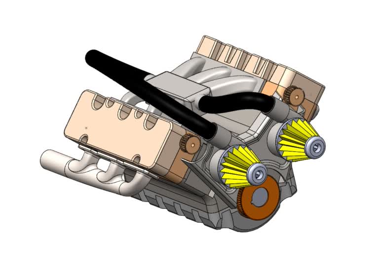 طراحی 3 بعدی Engin V6 در نرم افزار SOLIDWORKS