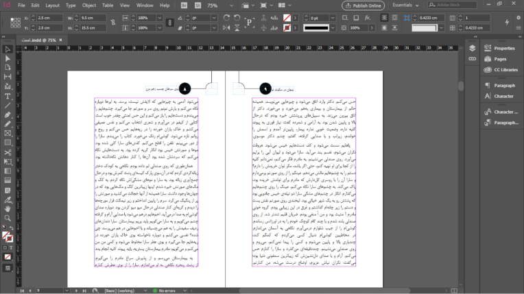 نمونه کار صفحه آرایی کتاب در ایندیزاین با فرمت pdf و indd