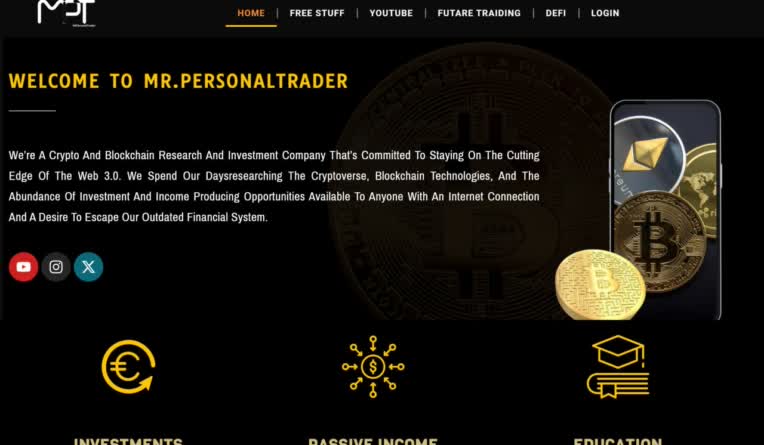 طراحی سایت یونیک کریپتو کورنسی به زبان انگلیسی MR PERSONAL TRADER