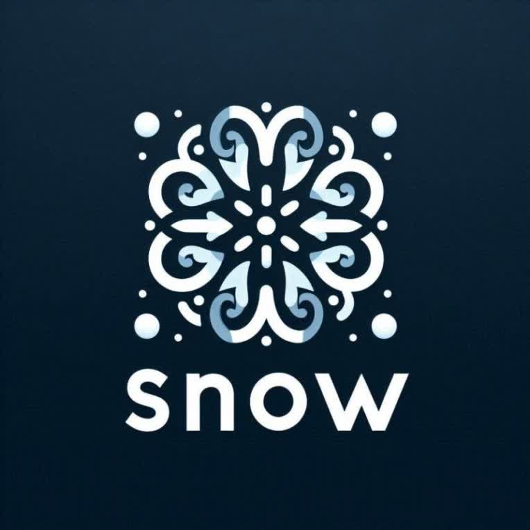 لوگو SNOW یک طراحی مینیمال و مدرن است که از عناصر بصری ساده و مؤثری برای انتقال مفهوم برف استفاده می‌کند.