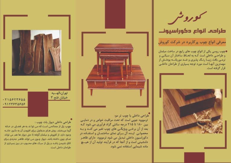 طراحی بروشور .بروشور کالای چوبی