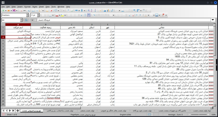 استخراج اطلاعات اصناف از سایت فعال ترین ( faaltarin.com )