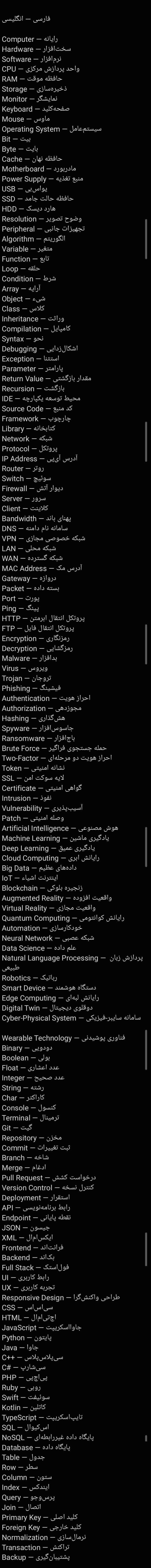 ترجمه ۴۰۰ کلمه از انگلیسی به فارسی مربوط به رشته کامپیوتر