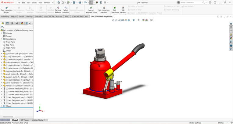 طراحی جک هیدرولیک در SOLIDWORK