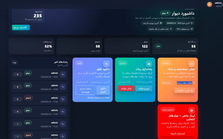 ربات هوشمند استخراج آگهی‌های ملکی دیوار | Divar Panel