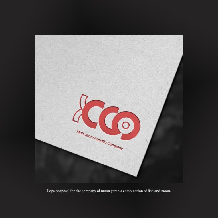 Logo proposal for the company of moon yaran a combination of fish and moon.