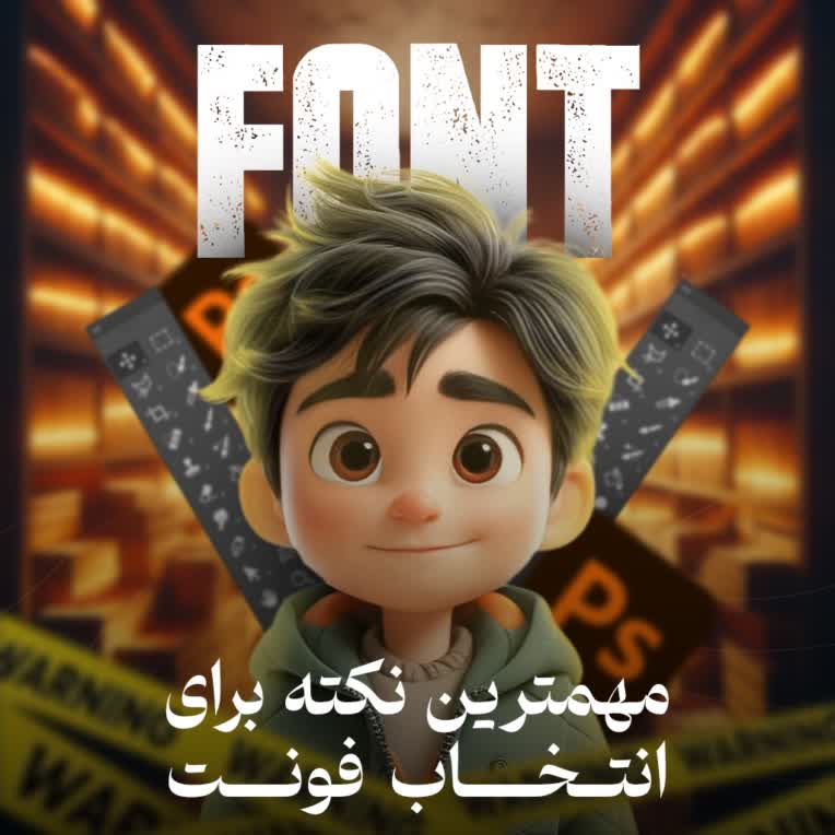 طراحی پست اینستاگرام اموزشی انتخاب فونت