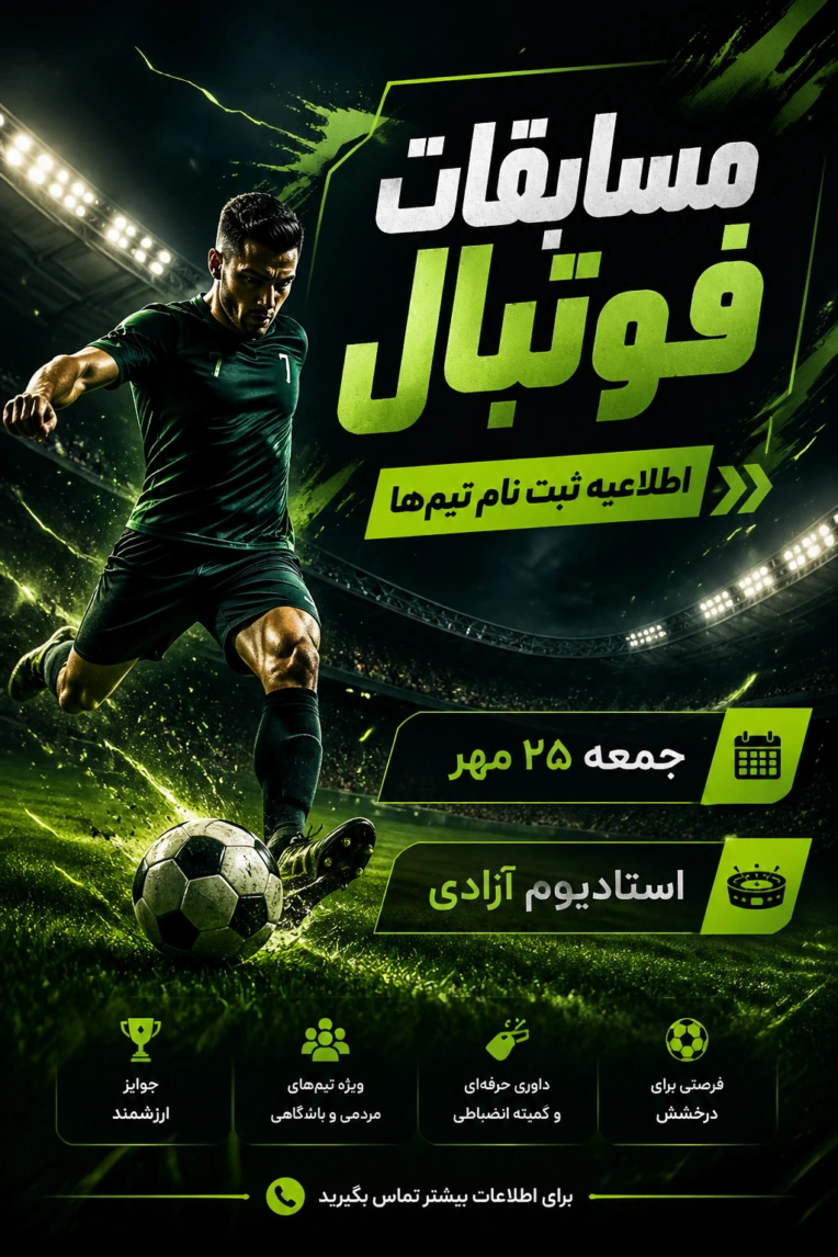 نمونه پوستر اطلاعیه مسابقات فوتبال