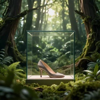 طراحی کفش زنانه در ویترین جنگل