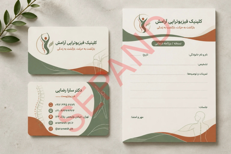 نمونه کار ست اداری شامل سربرگ، کارت ویزیت و ....