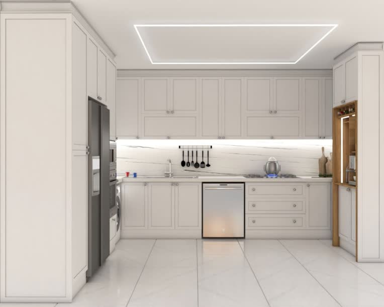طراحی کابینت آشپزخانه به سبک نئوکلاسیک