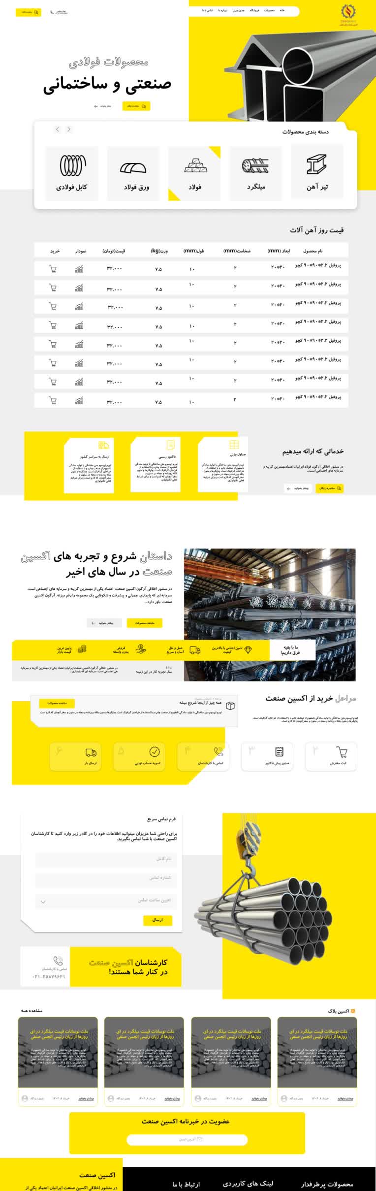 طراحی رابط کاربری سایت فروشگاه اهن الات
